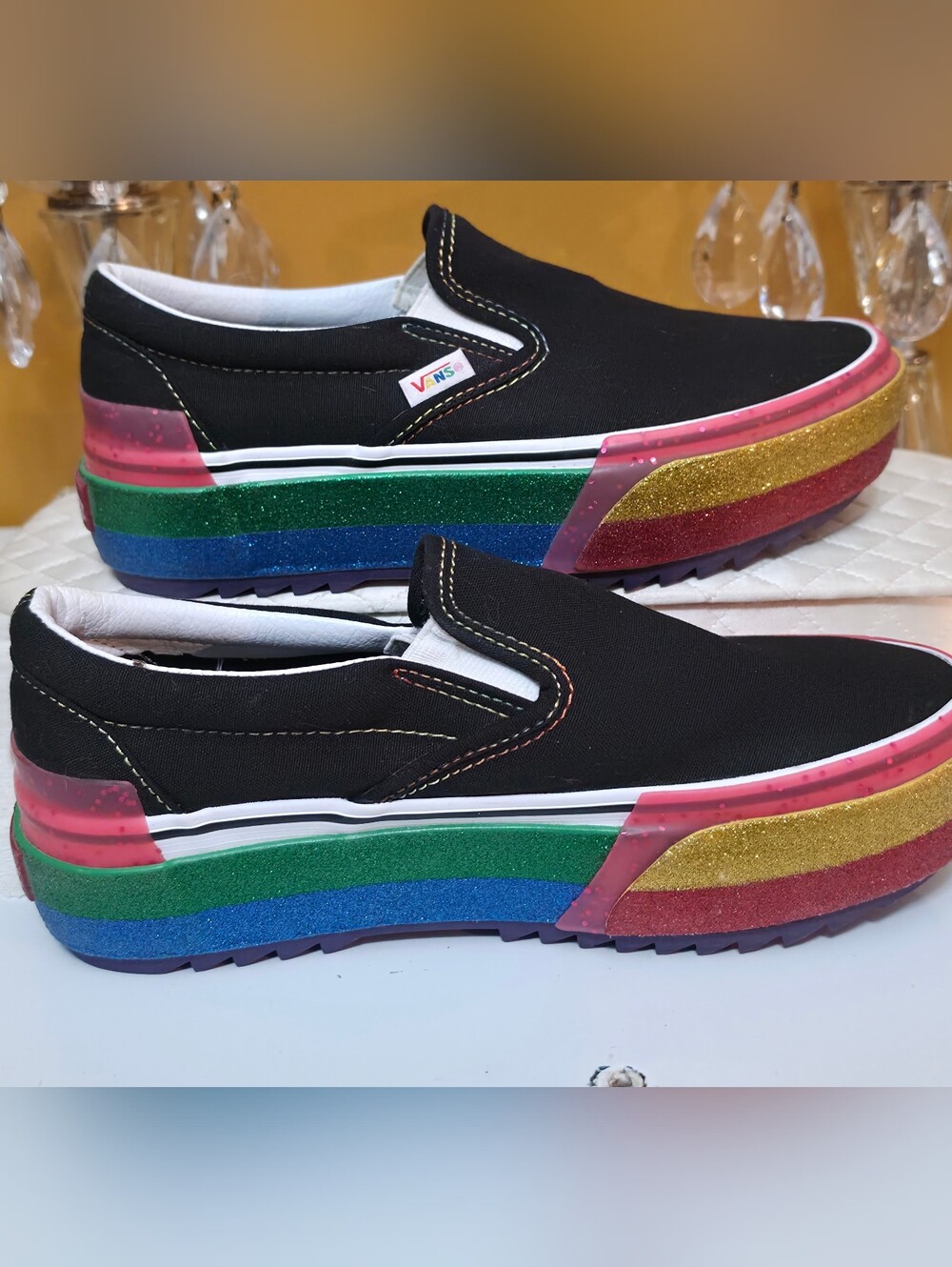 RARE VANS PLATFORM GLITTER SNEAKERS